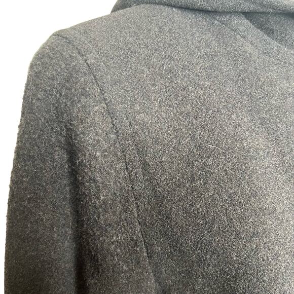 Vintage 90s Jones NY Coat Gray Wool Cashmere Long Hooded Jacket Sz Large - Picture 12 of 12
